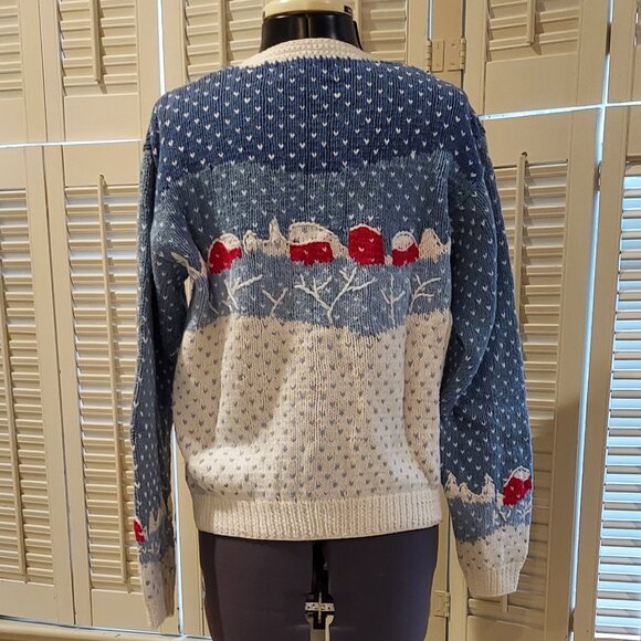 Vintage Orvis One Horse Sleigh w Snowflakes Ramie/Cotton Sweater Size S 6/8 - Picture 9 of 10